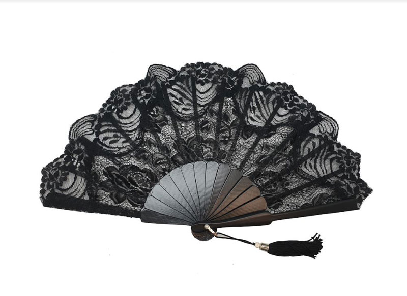Black Lace Fan for Handbag